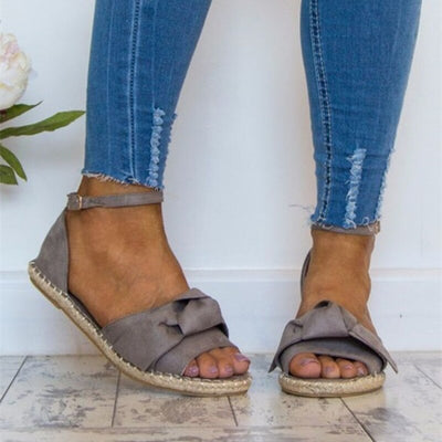 Brooke - Schoonheid met Strik, Elegante zwarte Espadrillesandalen met Enkelbandje