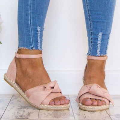 Brooke - Schoonheid met Strik, Elegante zwarte Espadrillesandalen met Enkelbandje