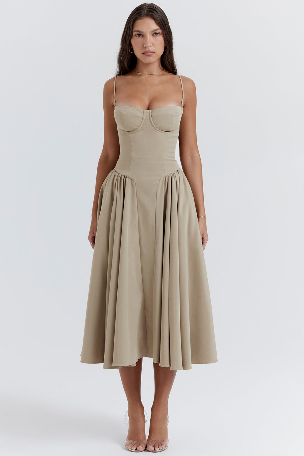 Brantley - Twill korset Midi Jurk