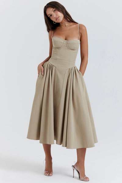 Brantley - Twill korset Midi Jurk