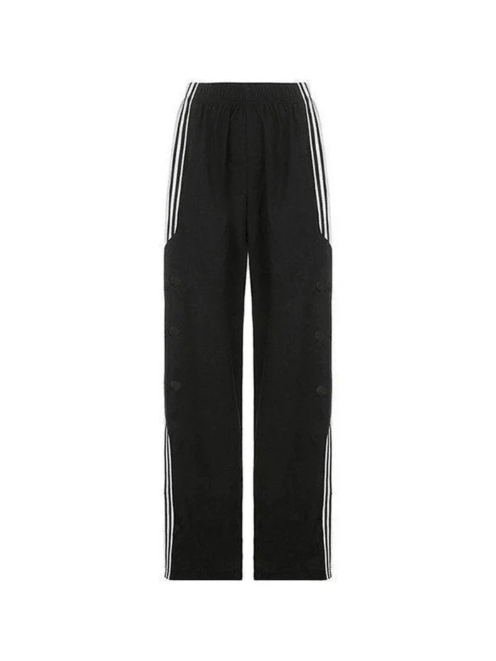 Black Classic Baggy Sweatpants with Side Stripe