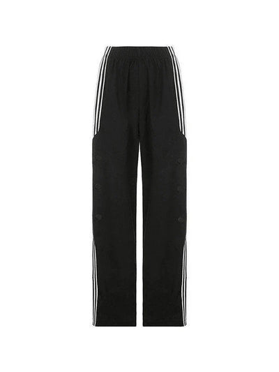 Black Classic Baggy Sweatpants with Side Stripe