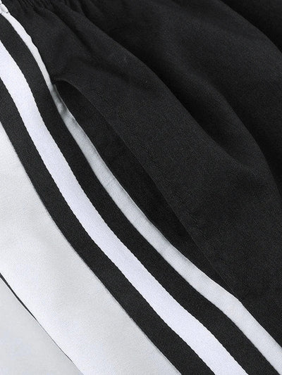 Black Classic Baggy Sweatpants with Side Stripe