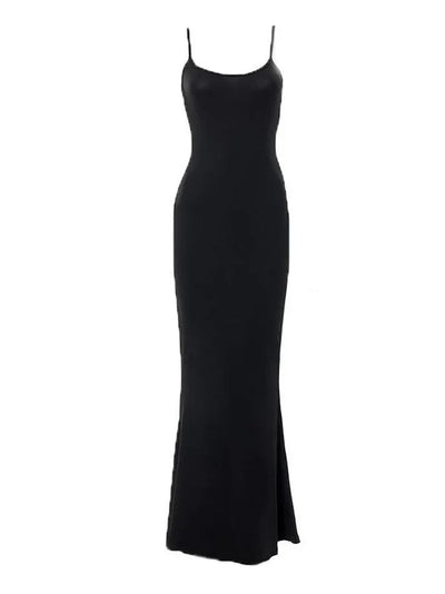 Solid Classic Strap Bodycon Rib Maxi Dress